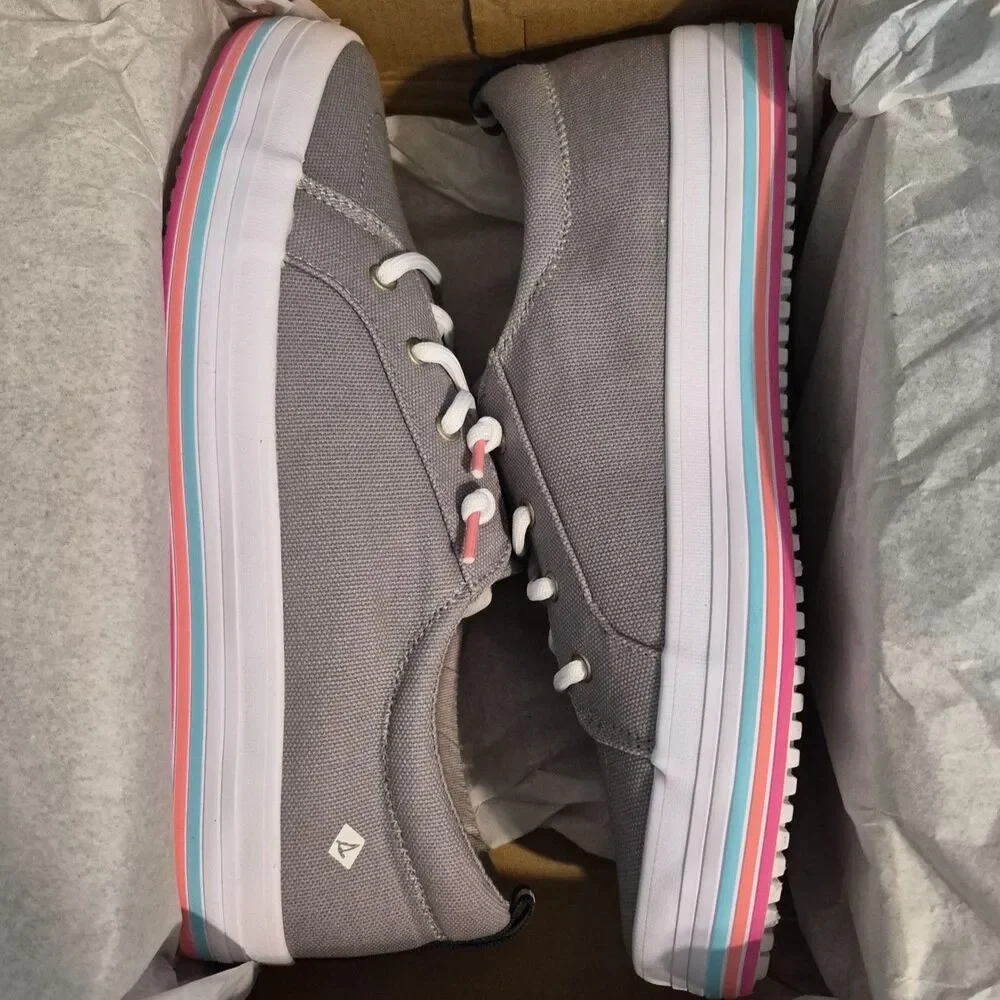 Sperry Kids Crest Vibe Platform Sneakers Grey Size 6 Medium Big Kid